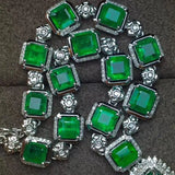 Colombian Emerald Pendant Necklace Lab Diamond Choker