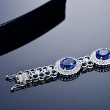 Lab Sapphire Bracelet Silver Charm Tennis Bracelets