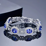Lab Sapphire Bracelet Silver Charm Tennis Bracelets