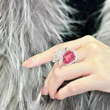 Delicate Pink CZ Butterfly Wedding Ring Open Rings
