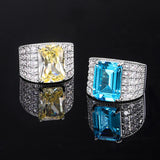 Silver Eternity Promise Finger Ring Wide AAAAA CZ Wedding Bridal Gift