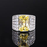 Silver Eternity Promise Finger Ring Wide AAAAA CZ Wedding Bridal Gift