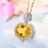 Yellow CZ Pendant Necklace with Charm Crystal Jewelry Wholesale