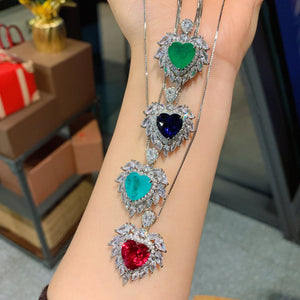 Paraiba Tourmaline Emerald Pendant Necklace Women Choker
