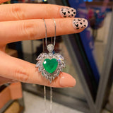 Paraiba Tourmaline Emerald Pendant Necklace Women Choker