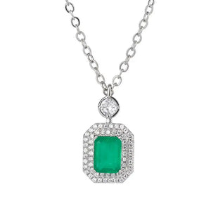Lab Emerald Pendant Necklace for Women