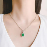 Lab Emerald Pendant Necklace for Women