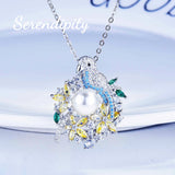 925 Silver Pearl Parrot Pendant Necklace Forest Jewelry