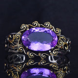 Vintage Silver Amethyst Peacock Bracelet Women Silver Jewelry