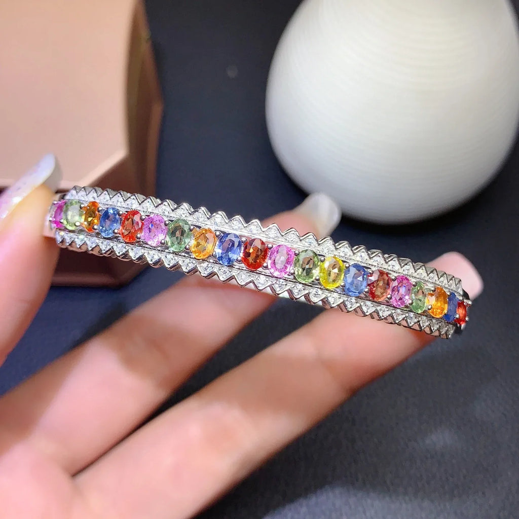 Natural Sri Lankan Colored Lab Sapphire Bracelet for Women