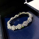 Zircon Sunflower Bracelet Silver Bangle Women Jewelry