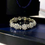 Zircon Sunflower Bracelet Silver Bangle Women Jewelry