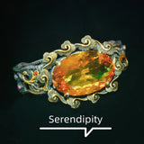 Retro Thai Silver Cuff Bracelet with Citrine CZ Bangles