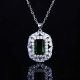 Retro Emerald Stone Pendant Necklace Crystal Drop
