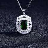 Retro Emerald Stone Pendant Necklace Crystal Drop