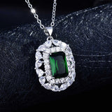 Retro Emerald Stone Pendant Necklace Crystal Drop