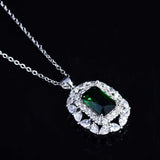 Retro Emerald Stone Pendant Necklace Crystal Drop