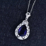 Silver Lab Sapphire Stone Pendant Necklace Anniversary Gift