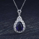Silver Lab Sapphire Stone Pendant Necklace Anniversary Gift