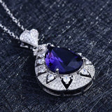 Silver Lab Sapphire Stone Pendant Necklace Anniversary Gift