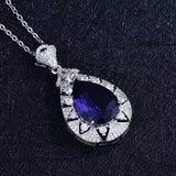 Silver Lab Sapphire Stone Pendant Necklace Anniversary Gift