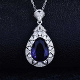 Silver Lab Sapphire Stone Pendant Necklace Anniversary Gift