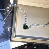 Heart Shape Lab Emerald Pendant Choker Necklace Chain