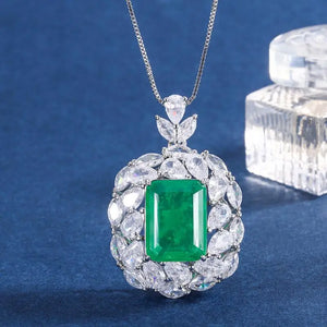 Paraiba Lab Emerald Necklace Charm Vintage Choker Pendant