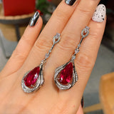 Silver Diamond Paraiba Tourmaline Water Drop Earrings Women