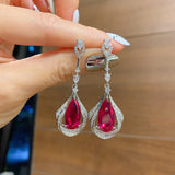 Silver Diamond Paraiba Tourmaline Water Drop Earrings Women