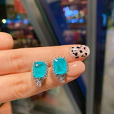 Paraiba Tourmalin High Stone Earrings