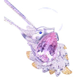 Silver Water Drop Pink Crystal Pendant Necklace