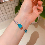 Water Drop Tourmaline Paraiba Silver Vintage Cuff Bracelet
