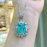 Retro Square Cut Paraiba Tourmaline Long Necklace