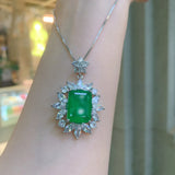 Retro Square Cut Paraiba Tourmaline Long Necklace