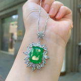 Retro Square Cut Paraiba Tourmaline Long Necklace