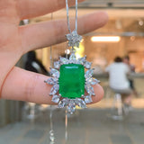 Retro Square Cut Paraiba Tourmaline Long Necklace