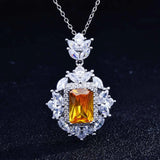 Vintage Silver Zircon Pendant Choker Chain Jewelry Gift