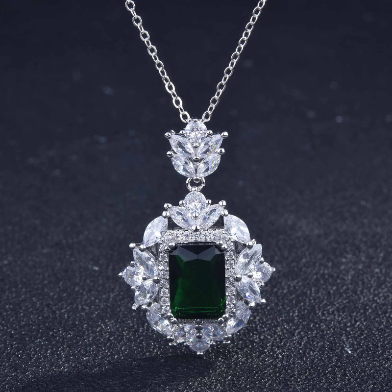 Vintage Silver Zircon Pendant Choker Chain Jewelry Gift