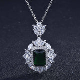 Vintage Silver Zircon Pendant Choker Chain Jewelry Gift