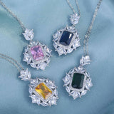 Vintage Silver Zircon Pendant Choker Chain Jewelry Gift