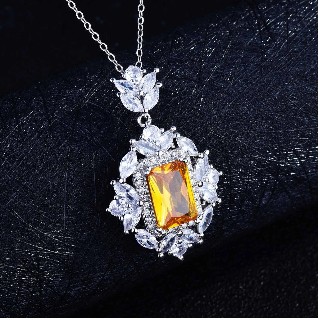 Vintage Silver Zircon Pendant Choker Chain Jewelry Gift