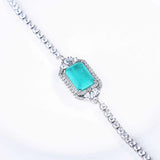 Rectangle Paraiba Tourmaline Silver Charms Bracelet for Women