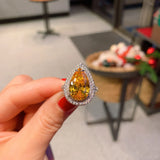 Vintage Water Drop Paraiba Tourmaline Wedding Ring Silver Zircon Jewelry
