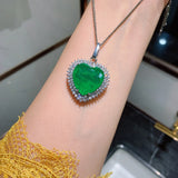 Silver Paraiba Tourmaline Heart Pendant Necklace Chokers Chain