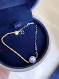 925 Silver 9-10mm Fresh Water Pearls Bracelet Women Birthday Gift