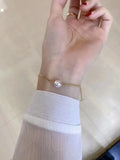 925 Silver 9-10mm Fresh Water Pearls Bracelet Women Birthday Gift