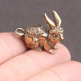 Rabbit Brass Bunny Chinese Zodiac Statue Keychain Animal Pendant