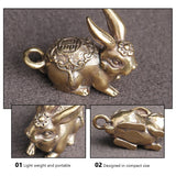 Rabbit Brass Bunny Chinese Zodiac Statue Keychain Animal Pendant