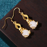 Rabbit Drop Earrings Natural Agate Stone Dangle
